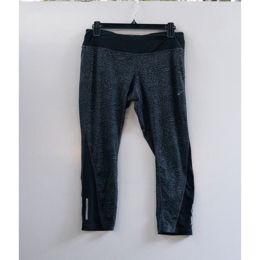 Nike Dri-Fit Gray Leopard Athletic Leggings Womens Size Large‎  729292-010 EUC